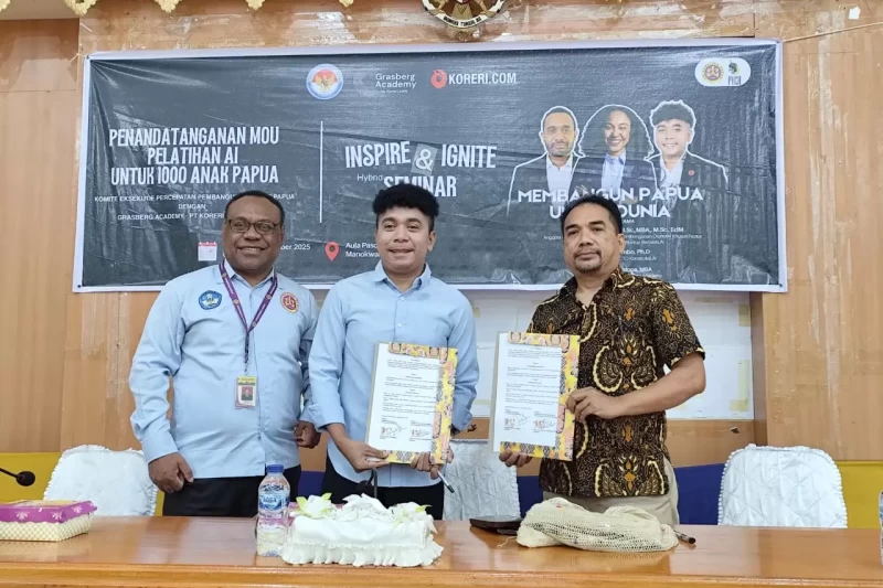 penandatanganan MoU antara KEP2OKP dan PT Koreri Trans Media melalui Grasberg Academy
