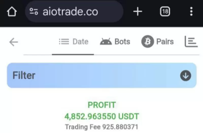 Tampilan dalam AIOTrade dengan Profit yang didapatkan