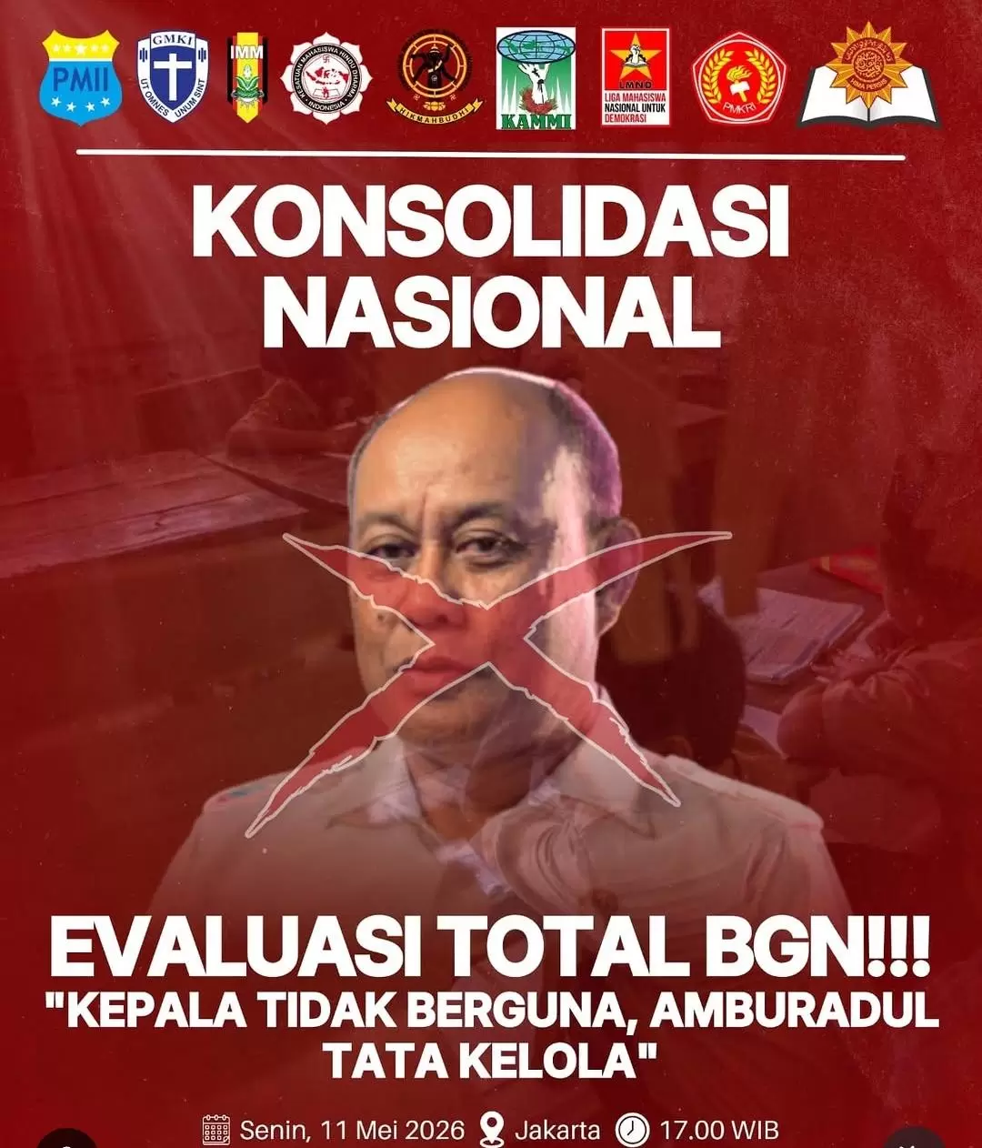Pamflet Konsolidasi Nasional Organisasi Cipayung Plus Demo BGN tanpa Bendera HMI dan GMNI