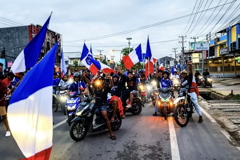 Fans Prancis Konvoi Keliling Kota Sorong